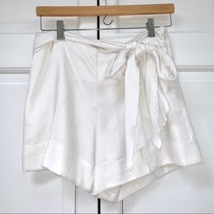 Trina Turk White Linen Belted Shorts